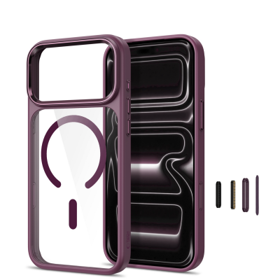 Etui iPhone 18/17 Pro Max Tech-Protect Magpeak CC MagSafe w kolorze wiśniowym. Widok trzech warstw obudowy