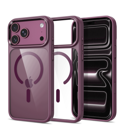 Etui iPhone 18/17 Pro Max Tech-Protect Magpeak CC MagSafe w kolorze wiśniowym. Widok trzech warstw obudowy