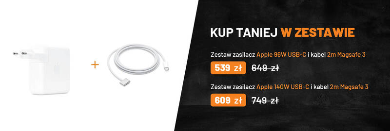 Zestaw Zasilacz Apple 140W i kabel Magsafe 3