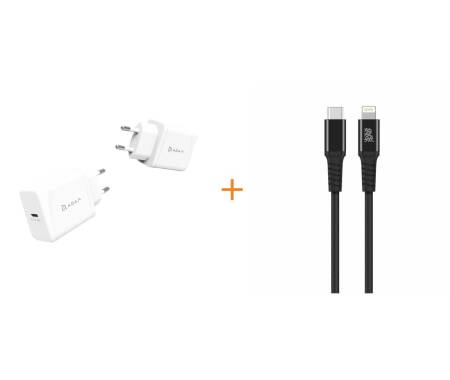 Zestaw Kabel USB-C Ligtning 2m MFI + ładowarka 20W Adam
